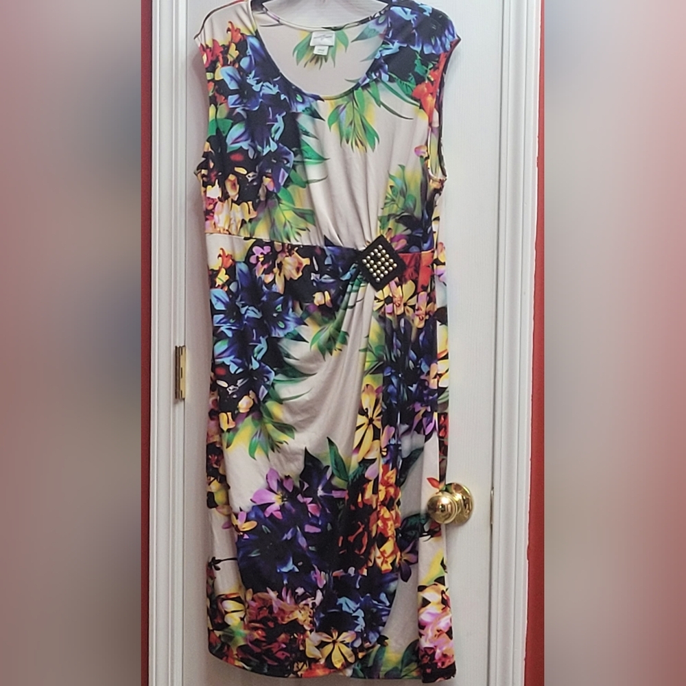 Jaclyn Smith Asymmetrical Floral Dress - Multicolor